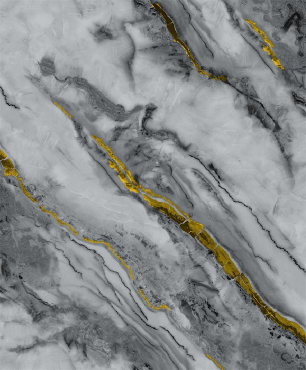 Luxury marble-effect wallpaper with white, grey, and gold vein pattern