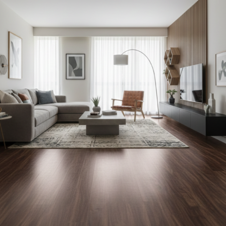 Dark Walnut Wood Grain Luxury Vinyl Flooring Planks |  025
