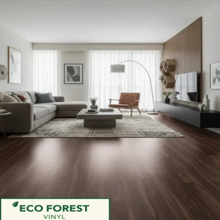 Eco Forest Collection dark walnut wood grain luxury vinyl flooring plank color code 025 by Araish Interior