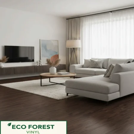 Eco Forest Collection dark walnut strip parquet wood texture luxury vinyl flooring plank color code 067 by Araish Interior