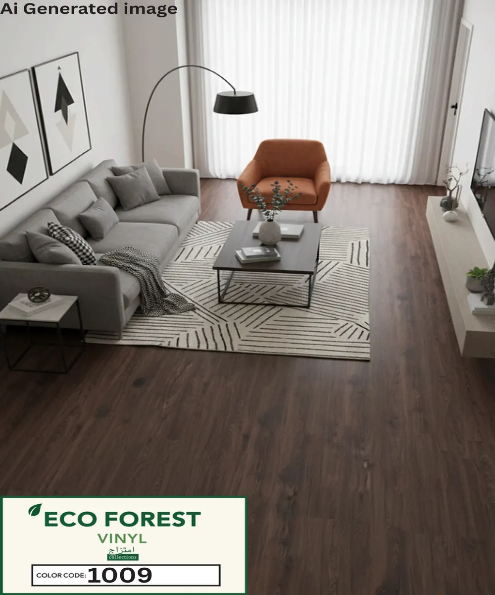 Eco Forest Collection classic chestnut wood grain luxury vinyl flooring plank color code 1002 by Araish Interior
