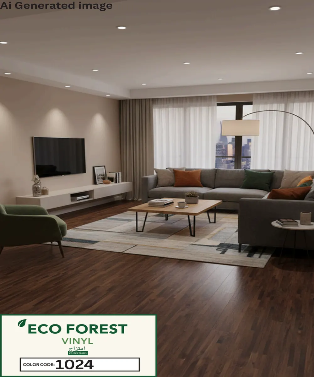 Eco Forest Collection multi strip teak parquet wood texture luxury vinyl flooring plank color code 1024 by Araish Interior