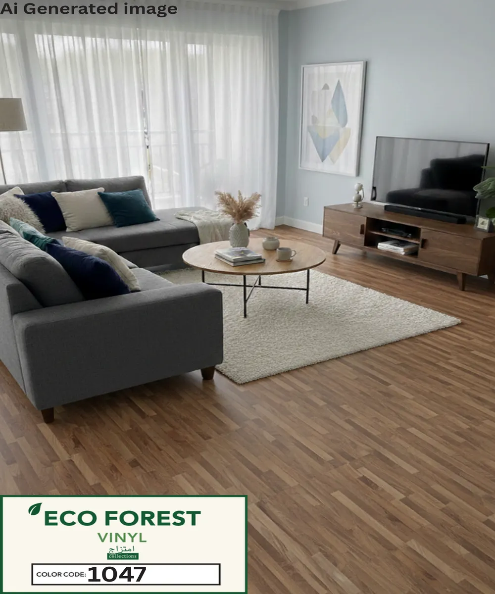 Eco Forest Collection soft beige parquet wood texture luxury vinyl flooring plank color code 1047 by Araish Interior