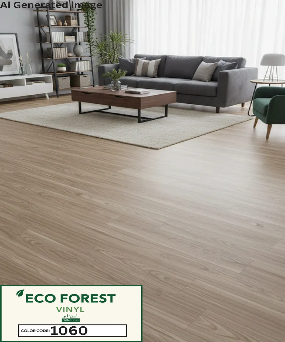 Eco Forest Collection light Nordic birch wood grain luxury vinyl flooring plank color code 1060 by Araish Interior