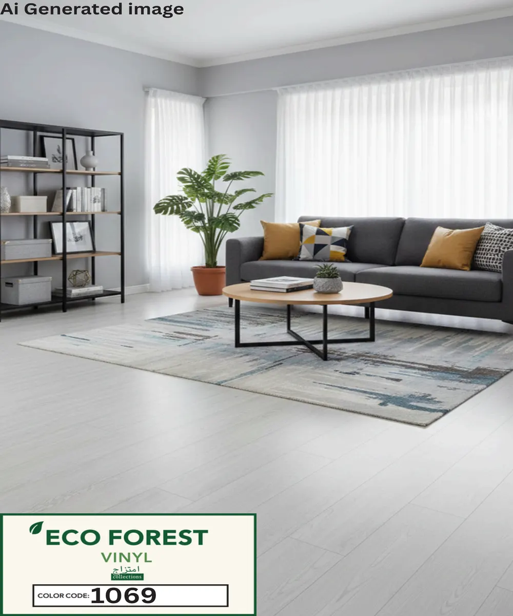 Eco Forest Collection whitewashed grey ash wood grain luxury vinyl flooring plank color code 1069 by Araish Interior