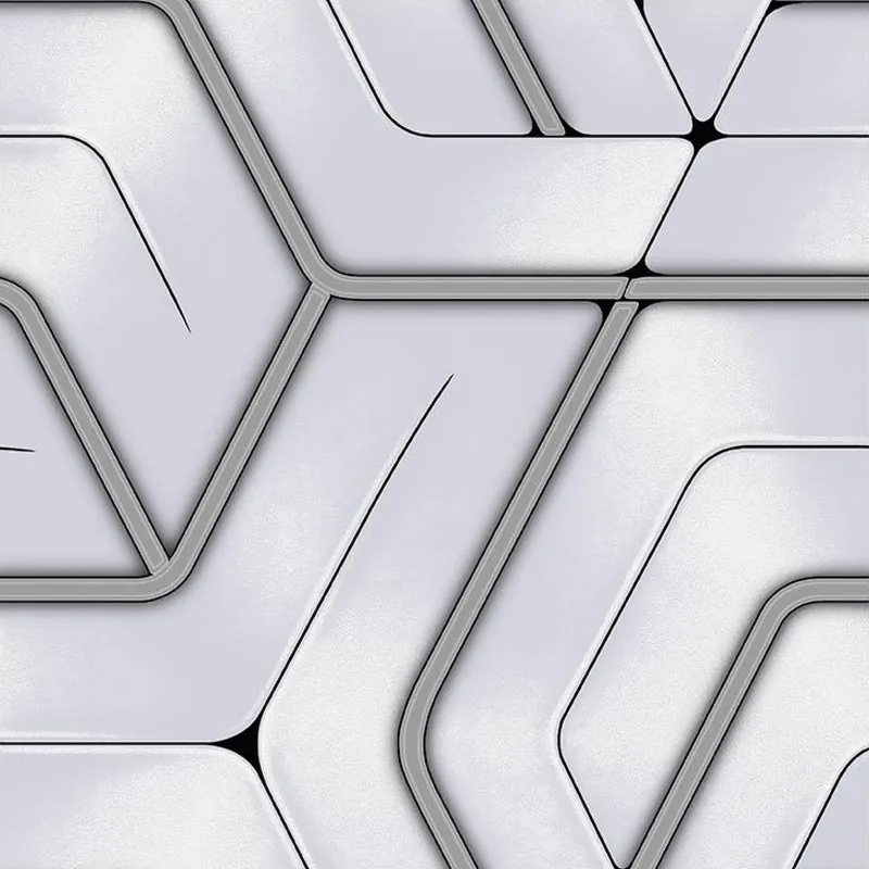 Silver 3D Hexagonal Geometric Wallpaper - 590201