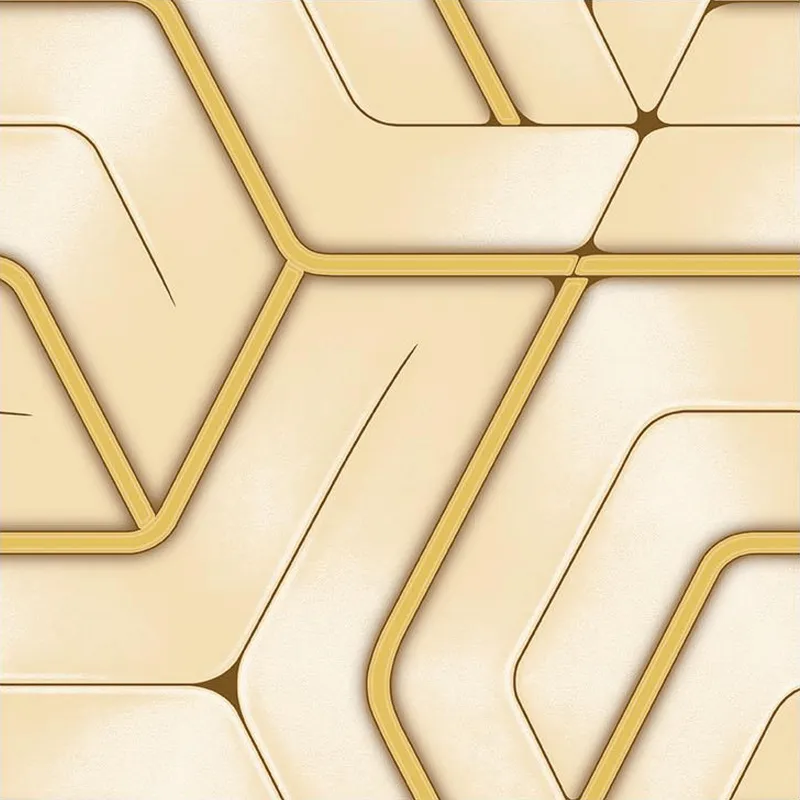 Cream Gold 3D Geometric Wallpaper - 590203