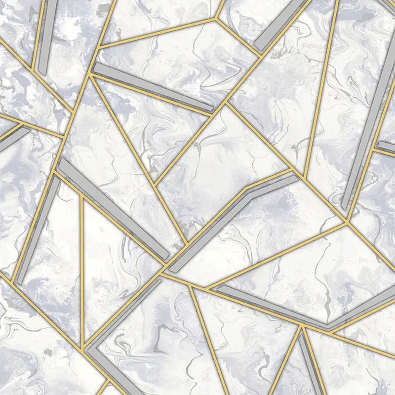 White Gold Geometric Grid Wallpaper - 590301