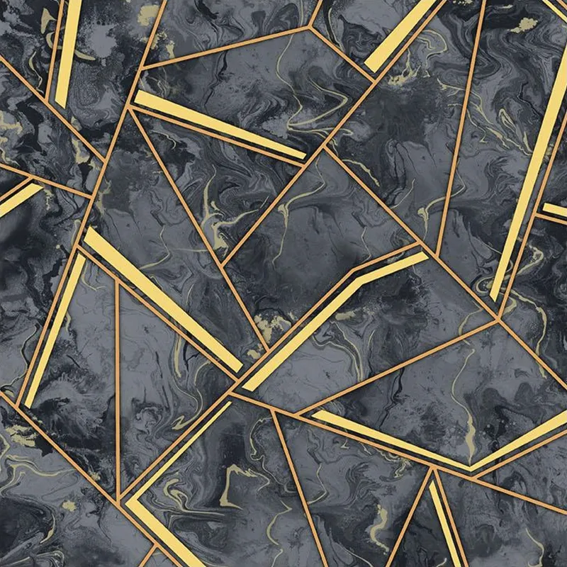 Dark Blue Gold Geometric Grid - 590306