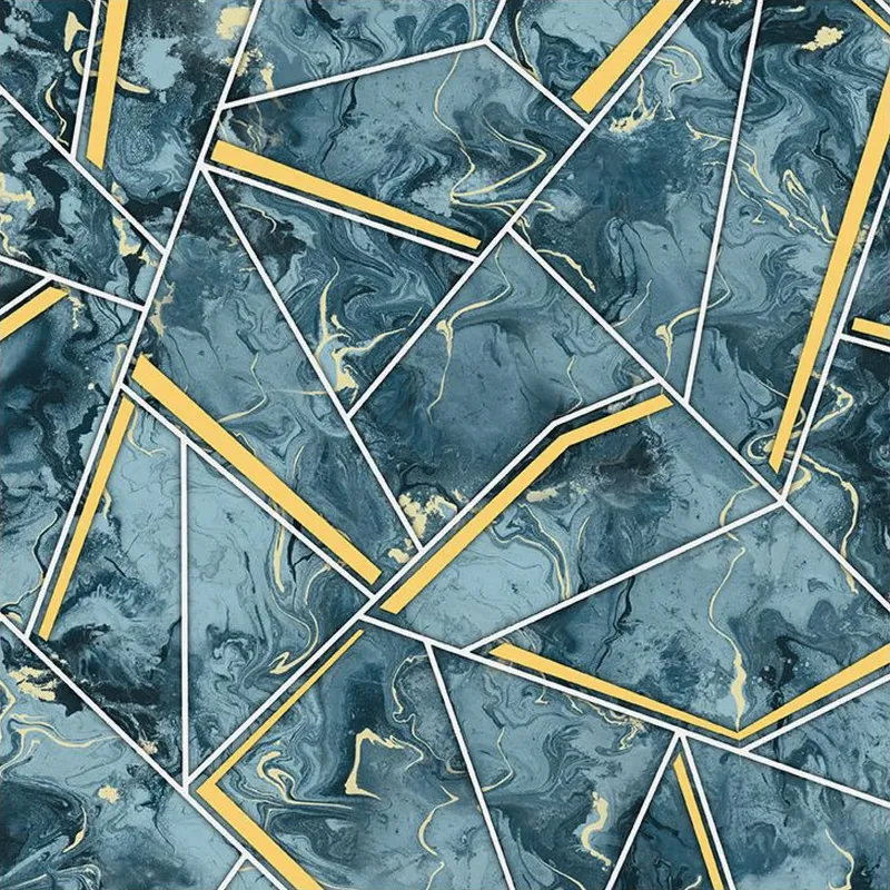 Teal Gold Geometric Grid Wallpaper - 590307