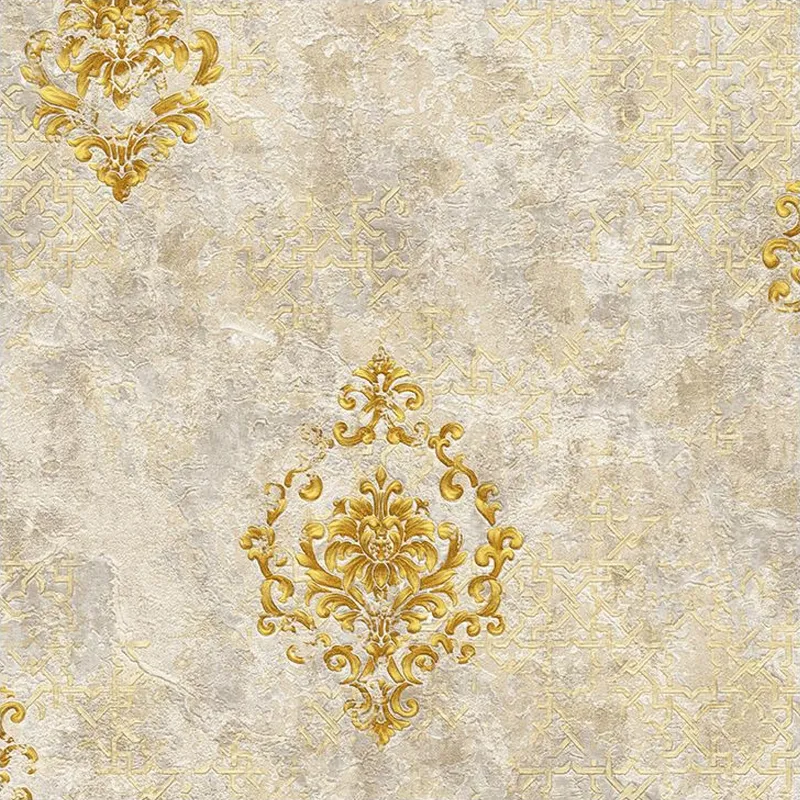 Gold Classic Damask Motif Wallpaper - 590501