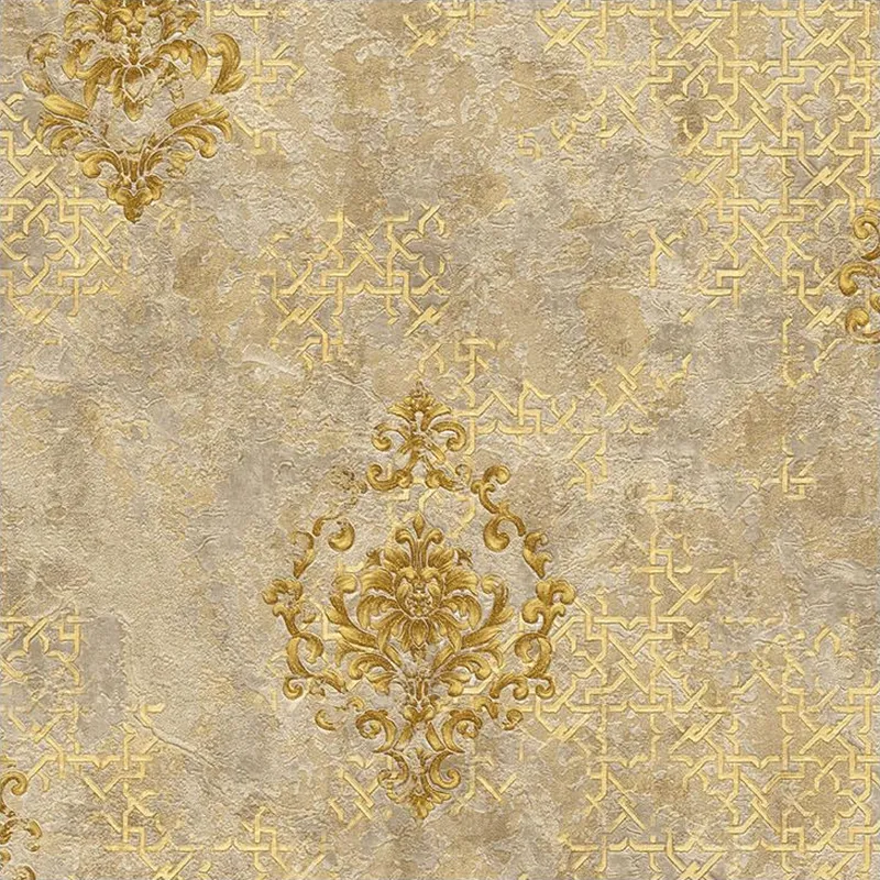 Tan Gold Vintage Damask Wallpaper - 590505