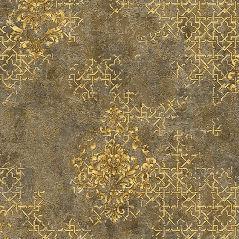 Bronze Earth Tone Damask Wallpaper - 590506