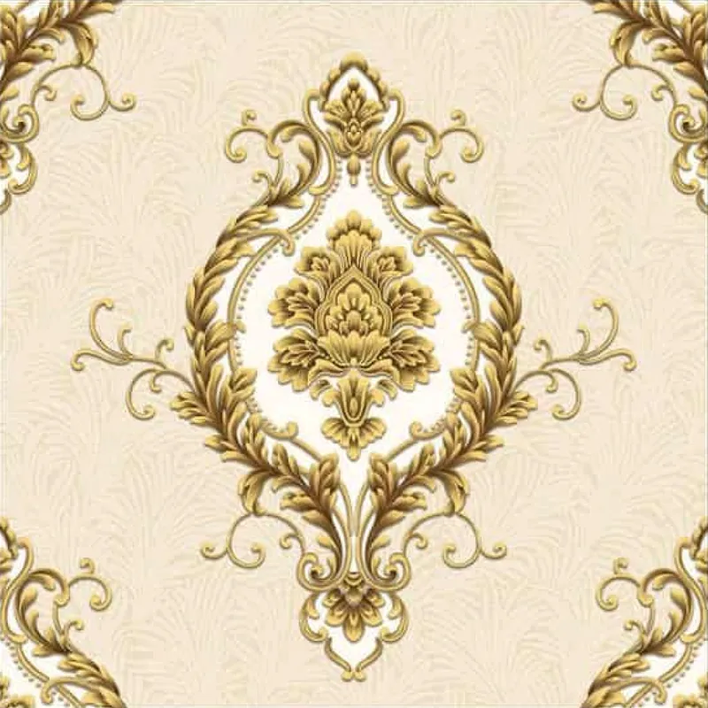 Cream Gold Ornate Damask Wallpaper - 590702