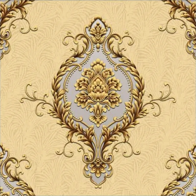 Golden Beige Royal Damask Wallpaper - 590706