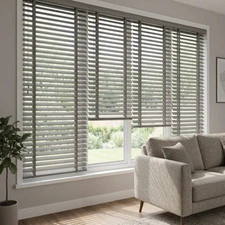 Slate Charcoal Grain custom wooden blinds WB 345 slat texture swatch