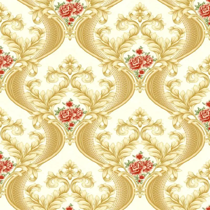 Floral Damask Wallpaper Cream & Red - BA91121