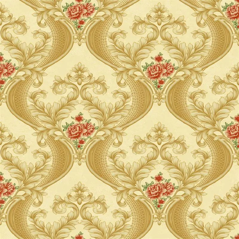 Floral Damask Wallpaper Beige & Red - BA91123