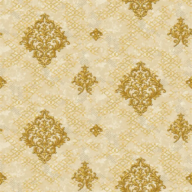 Tan Ornate Damask Wallpaper - BA91152