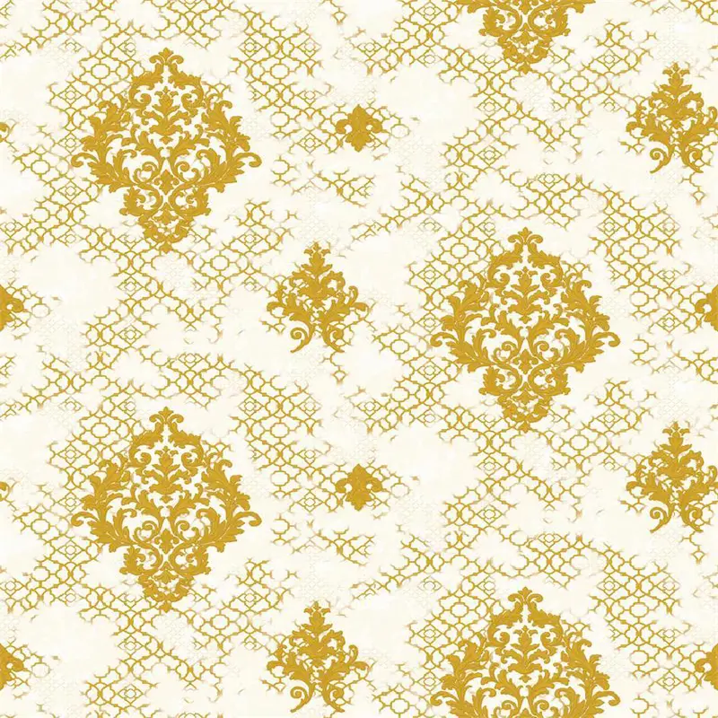 Cream and Gold Ornate Damask Wallpaper - BA91155