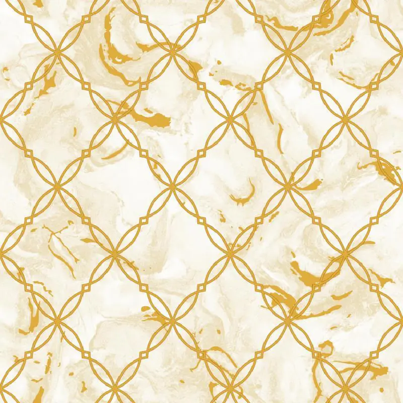 Gold Geometric Lattice Marble Wallpaper - BA91501