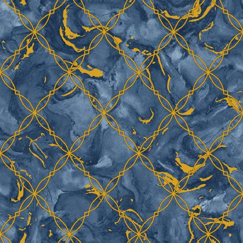 Blue Geometric Lattice Marble Wallpaper - BA91505