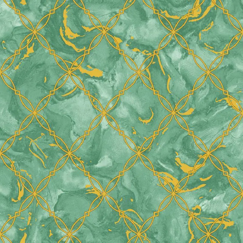 Green Geometric Lattice Marble Wallpaper - BA91506