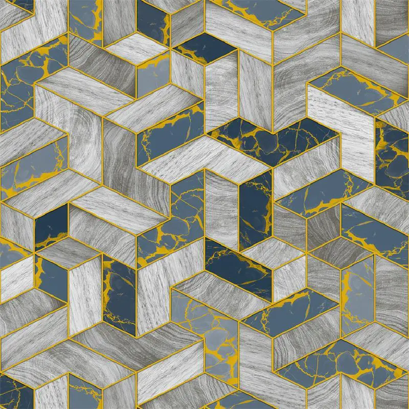 Slate 3D Geometric Block Wallpaper - BA91704