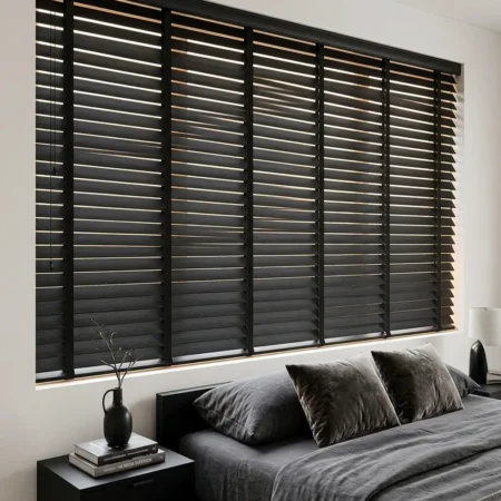 Charcoal Ebony custom wooden blinds WB 323 slat texture swatch