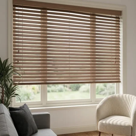Rosewood Mahogany custom wooden blinds WB 344 slat texture swatch
