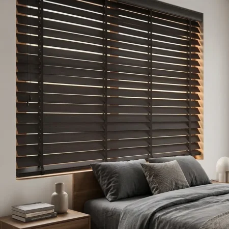 Dark Roasted Espresso custom wooden blinds WB 346 slat texture swatch