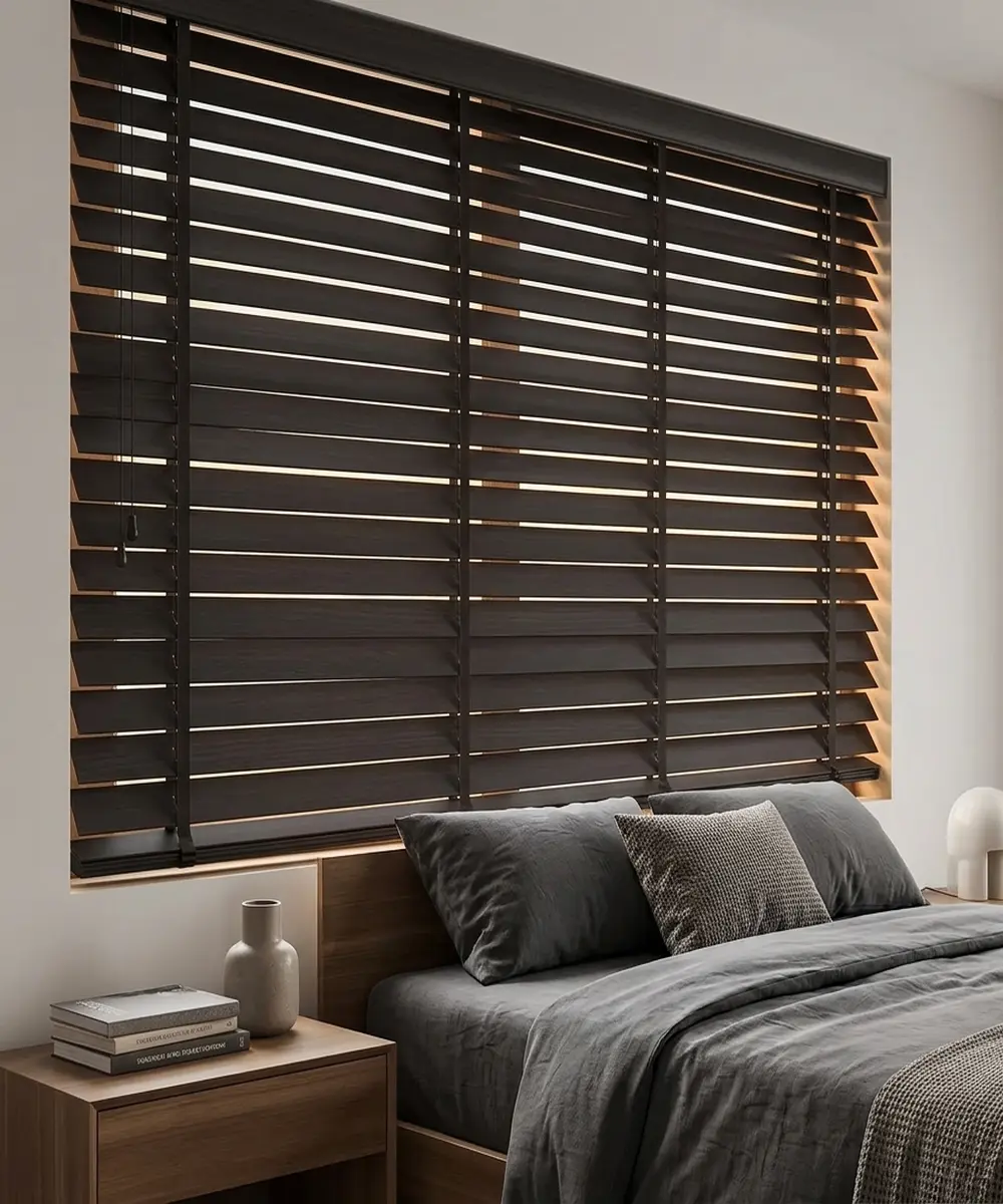 Dark Roasted Espresso custom wooden blinds WB 346 slat texture swatch
