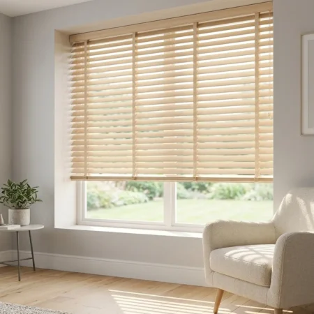 Custom Wooden Venetian Blinds – Light Ash Finish (WB 340)