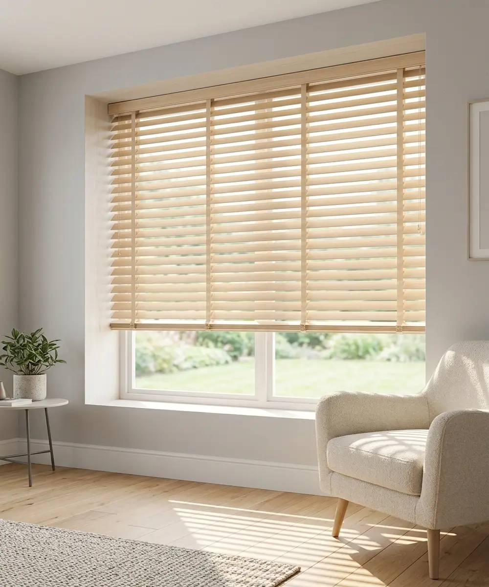 Custom Wooden Venetian Blinds – Light Ash Finish (WB 340)